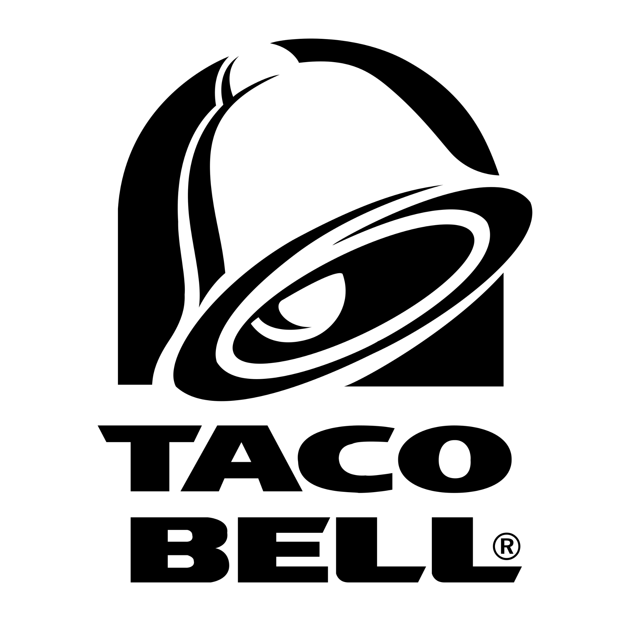 Taco Bell logo with a black bell and brand name on a white background